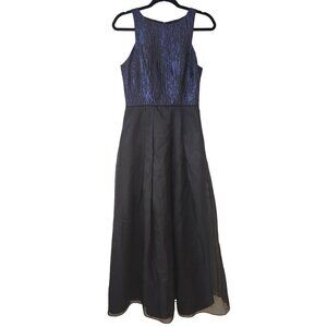 Aidan Mattox Black Satin Sleeveless Maxi Dress Full Length Gown Ballgown Size 10